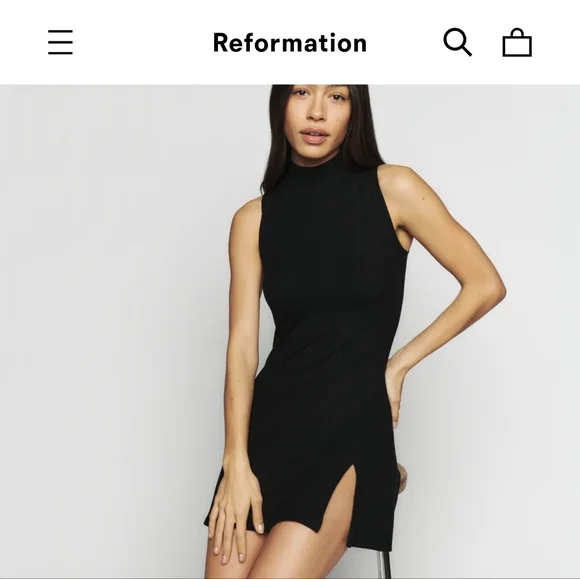 Reformation - Skylar Knit Dress Sleeveless Mini - XS Black - Picture 1 of 10